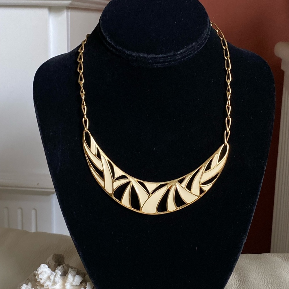 Vintage Monet Gold Tone Enamel Necklace